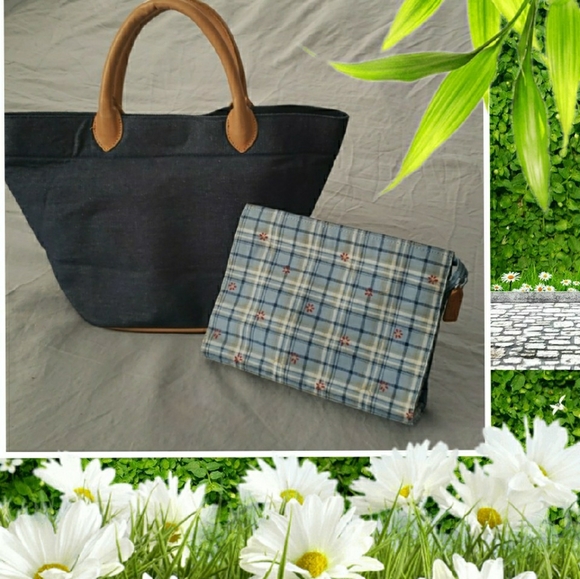 Talbots Denim Leather Handbag - Picture 1 of 8